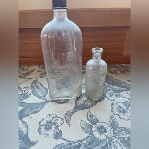 Vintage Glass Bottles Medicine and Mouthwash Clear